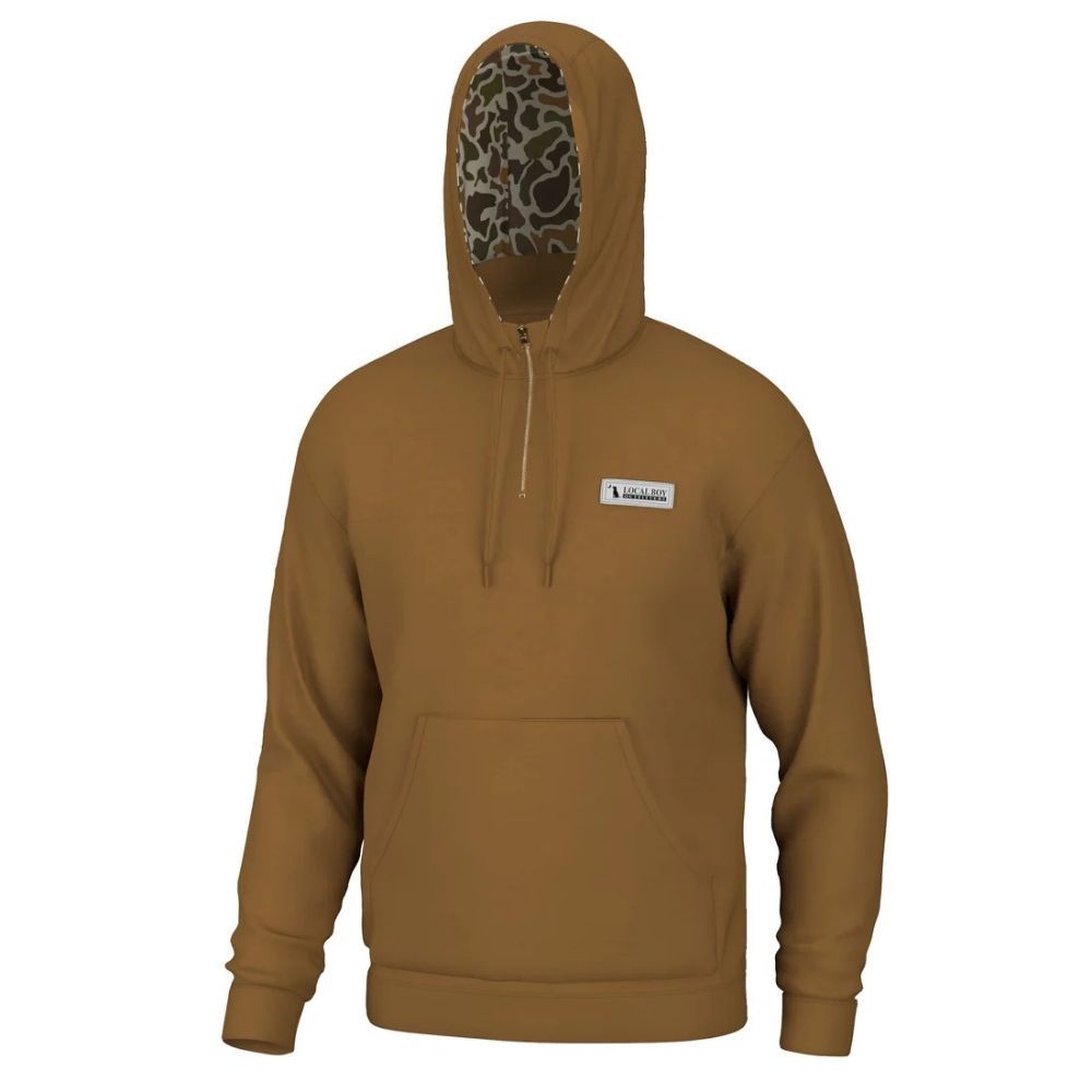 QUARTER ZIP HOODIE, Color: RUST, Size: SMALL, Style: L1300040