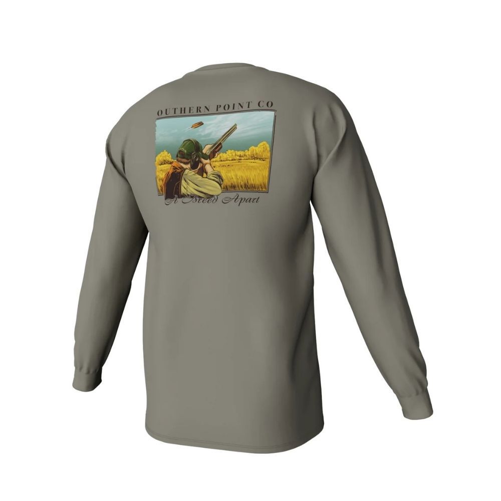 CLAY SHOOTING LONGSLEEVE POCKET TEE, Color: LAUREL OAK, Size: MEDIUM, Style: SLT771