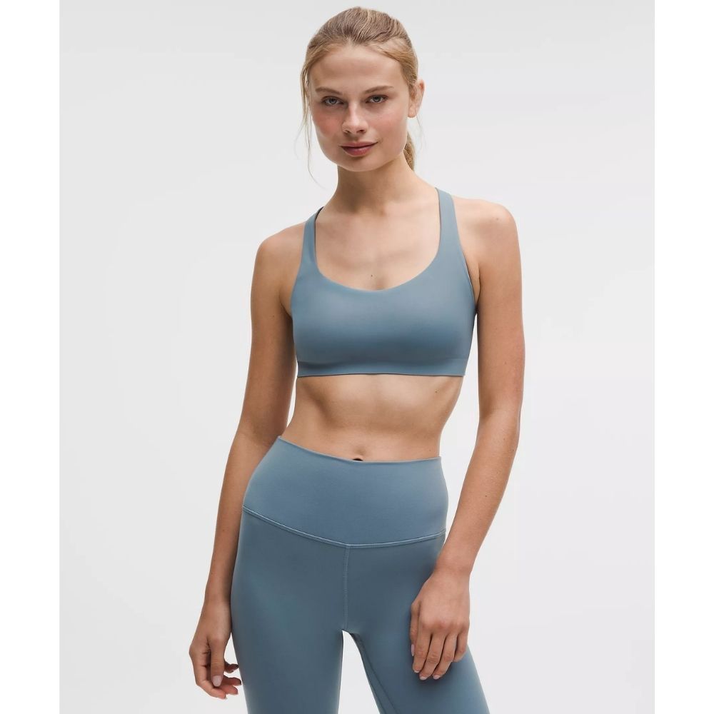 FLEXY FLEX STRAPPY YOGA BRA A-C, Color: STEEL BLUE, Size: S/M