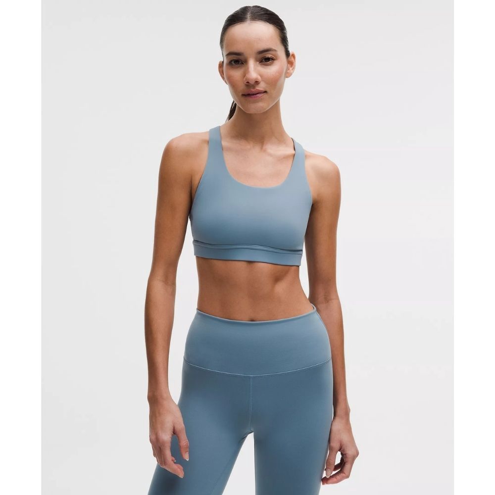 WUNDER TRAIN MESH BACK BRA, Color: STEEL BLUE, Size: 2, Style: LW2EWWS