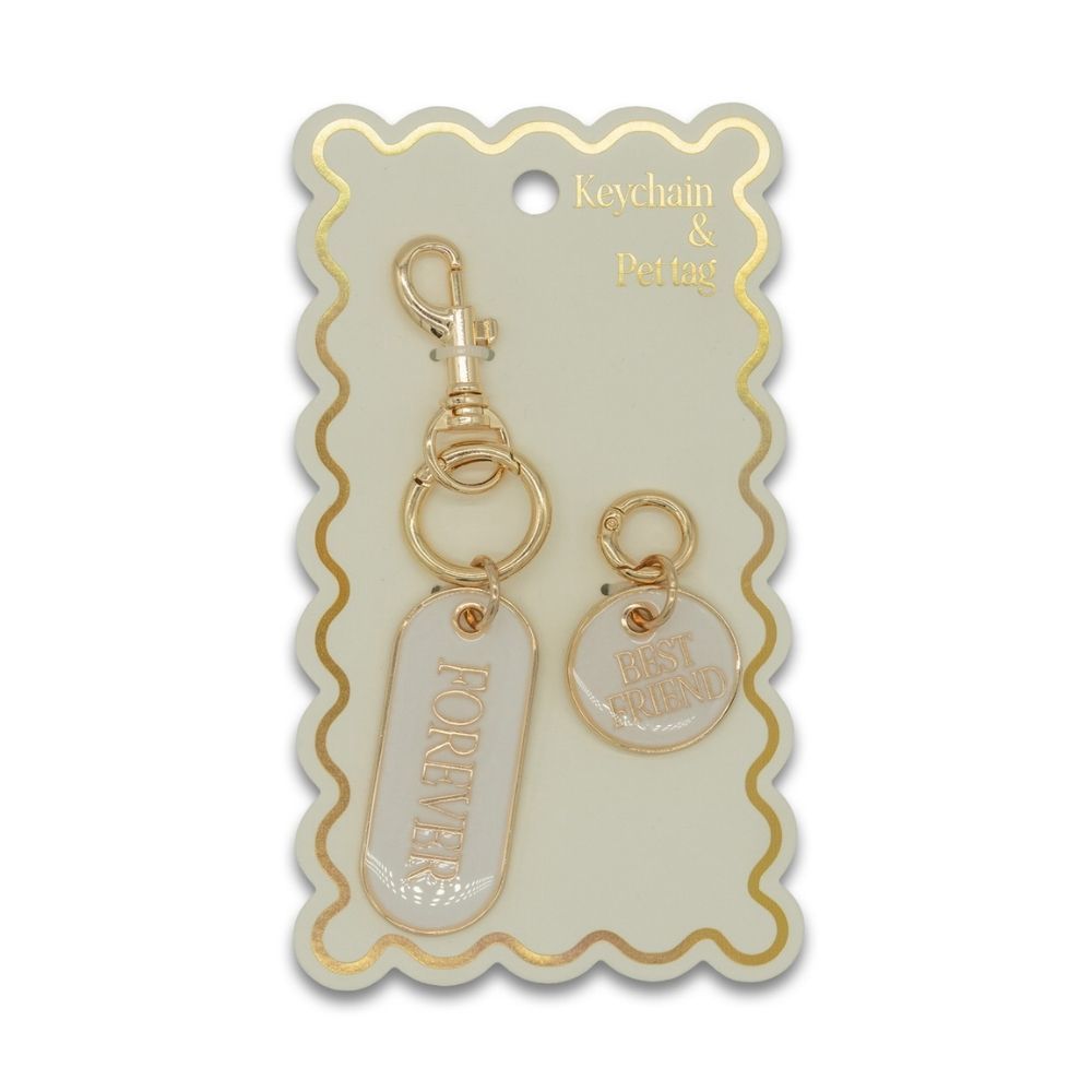 KEYCHAIN &amp; PET TAG, Color: IVORY