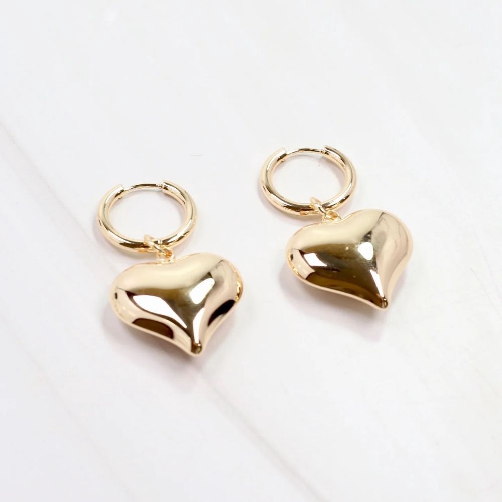 DIANNE HEART DROP EARRING, Color: GOLD, Style: E39629