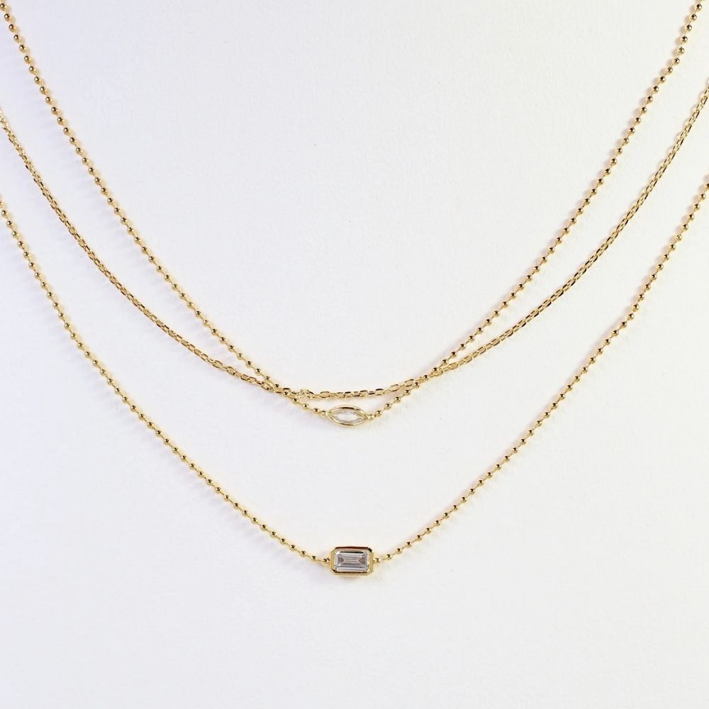 HASTINGS CZ LAYERED NECKLACE, Color: GOLD, Style: N40594