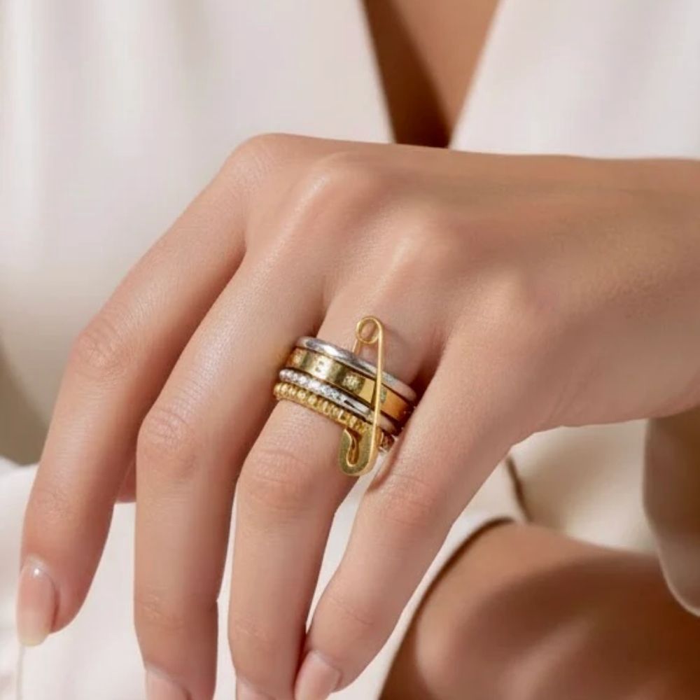 PIN STACK RING, Color: MIXED METALS