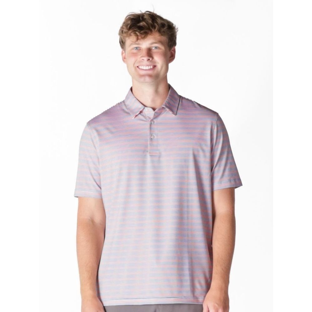 M POLO STRIPE, Color: RED/WHITE/BLUE STRIPE, Size: SMALL