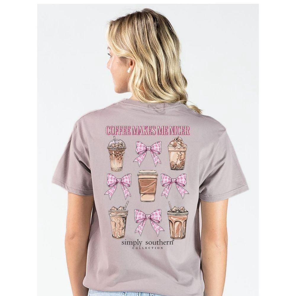 COFFEE MAKES ME NICER TEE, Color: DRIFTWOOD, Size: SMALL