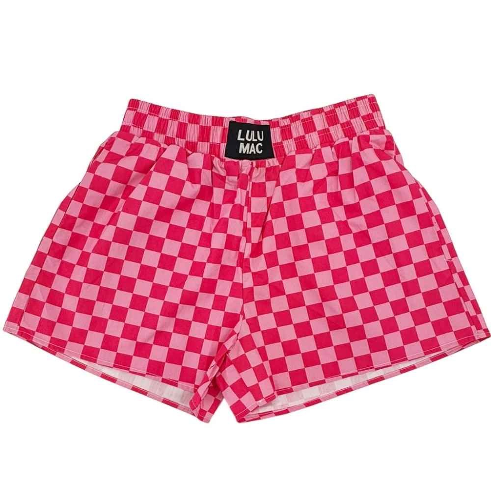 LULU MAC CHECK BOXER SHORT, Color: PINK/PINK, Size: X SMALL
