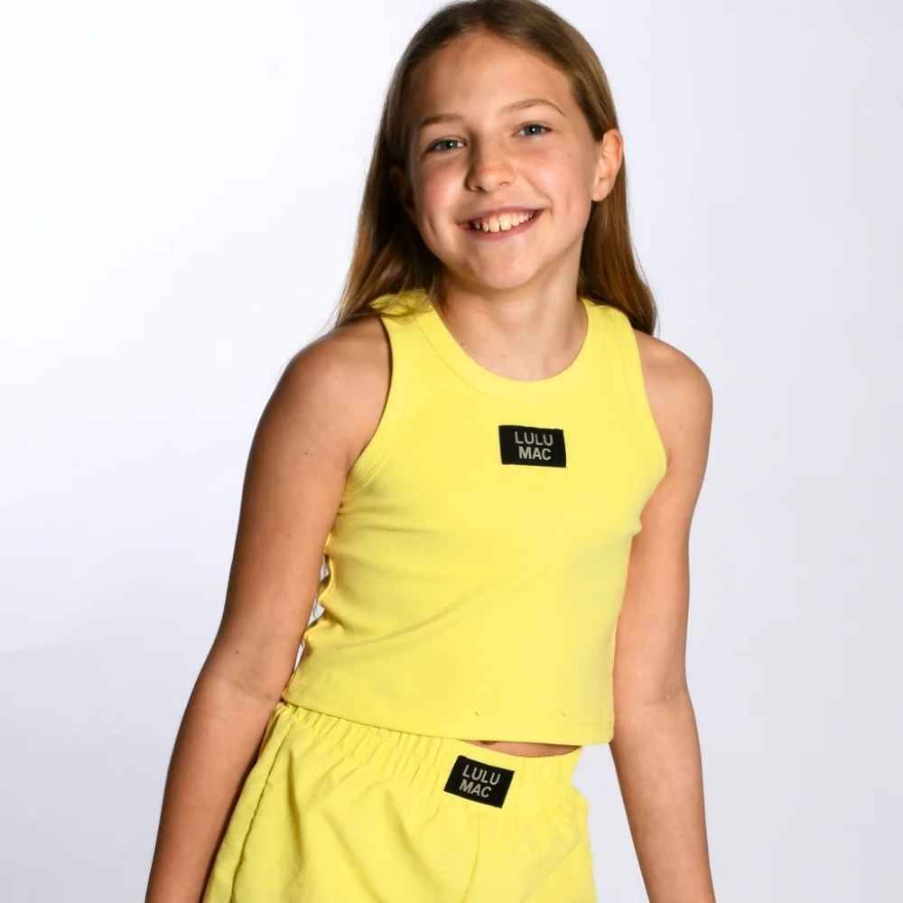 LULU MAC KIDS SOLID TANK, Color: NEON YELLOW, Size: SMALL, Style: LM-KTK-1000