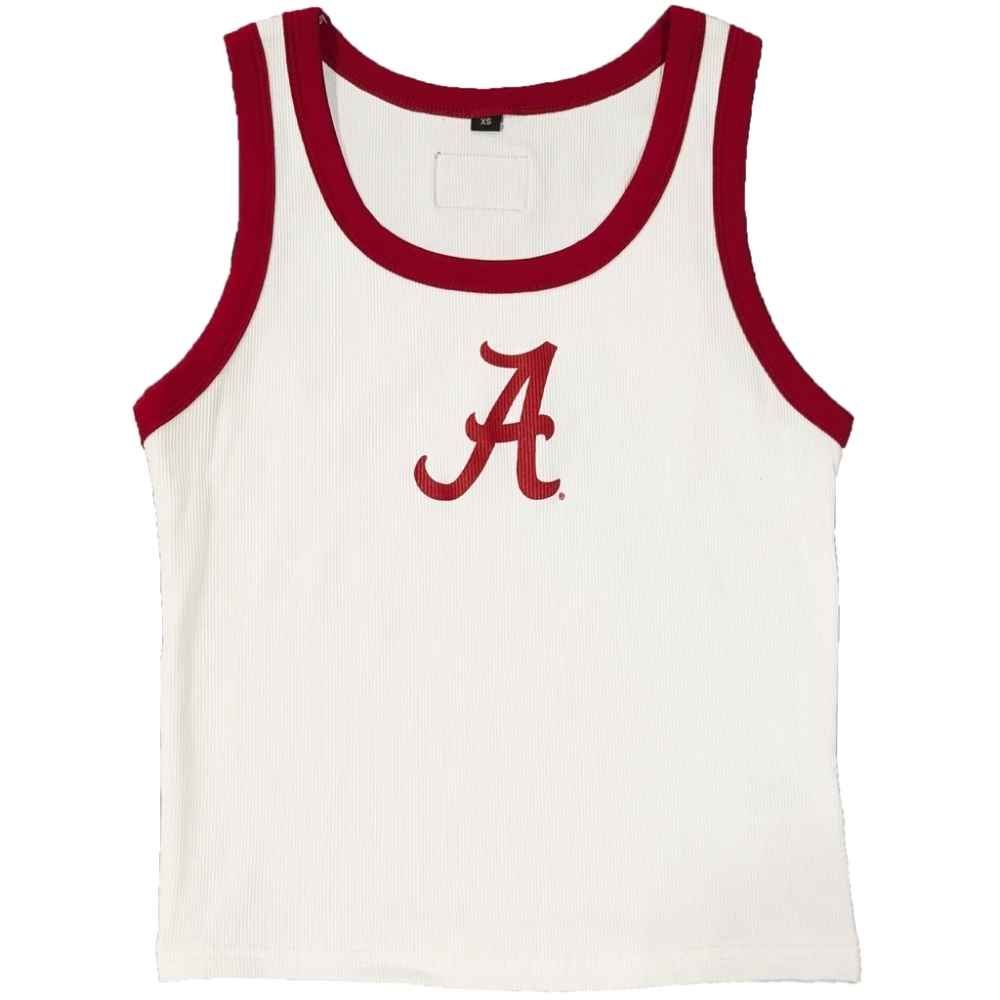 LULU MAC ALABAMA LOGO TANK, Color: WHITE, Size: X-SMALL