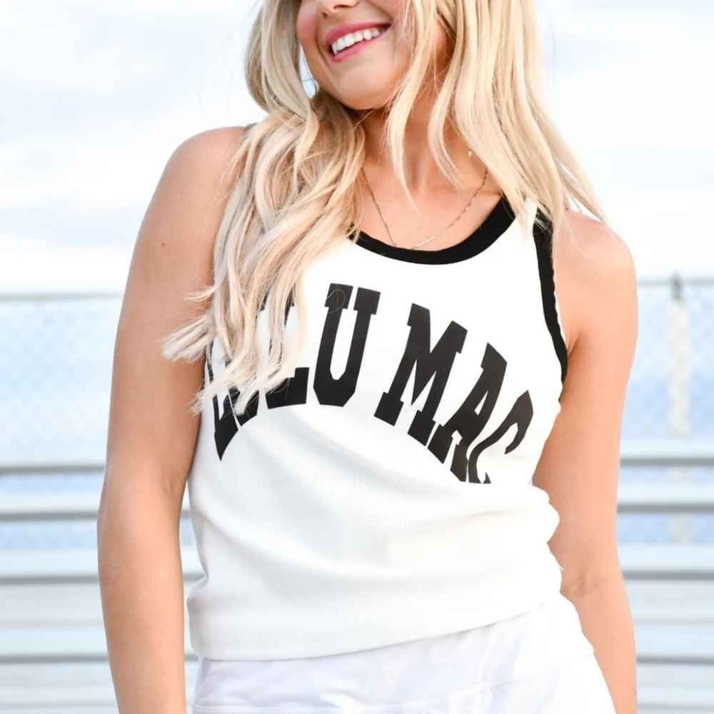 LULU MAC TANK WHITE WITH BLACK TRIM, Color: WHITE/BLACK, Size: X LARGE