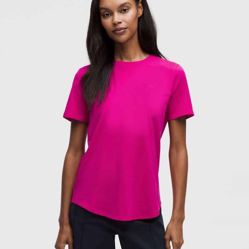 LOVE CREWNECK T-SHIRT, Color: PINK FLARE, Size: 2, Style: LW3EYDS