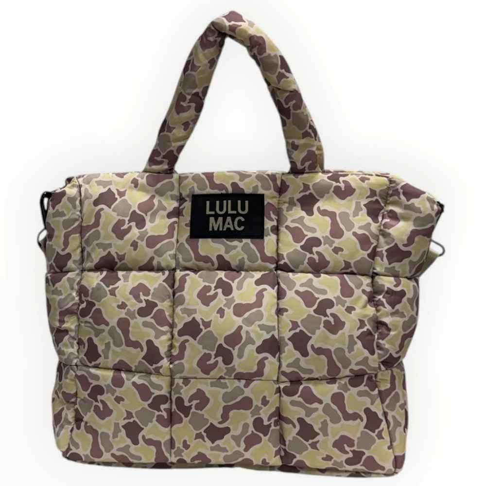 LULU MAC LARGE PUFFER HANDBAG, Color: LIGHT CAMO
