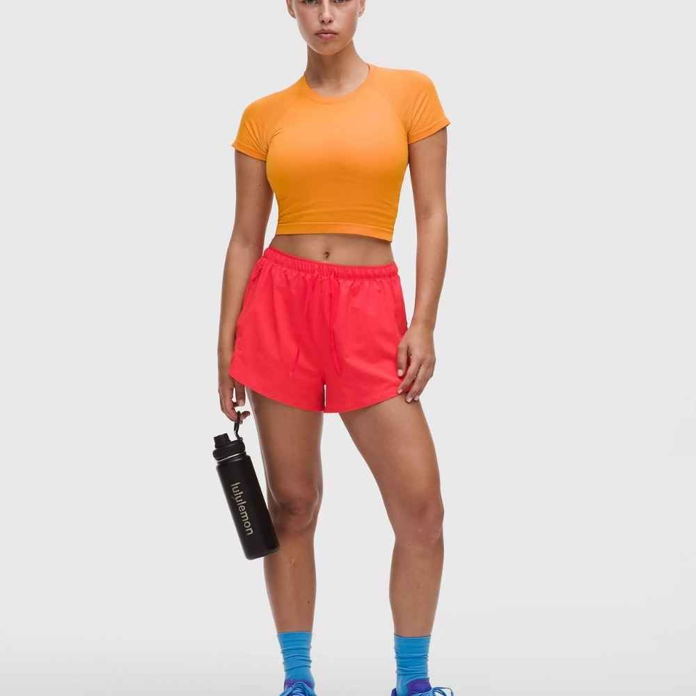 TEXTURED MESH HIGH RISE RUNNING  SHORT 2.5", Color: STAR BURST TONE, Size: X SMALL, Style: LW7DSZS