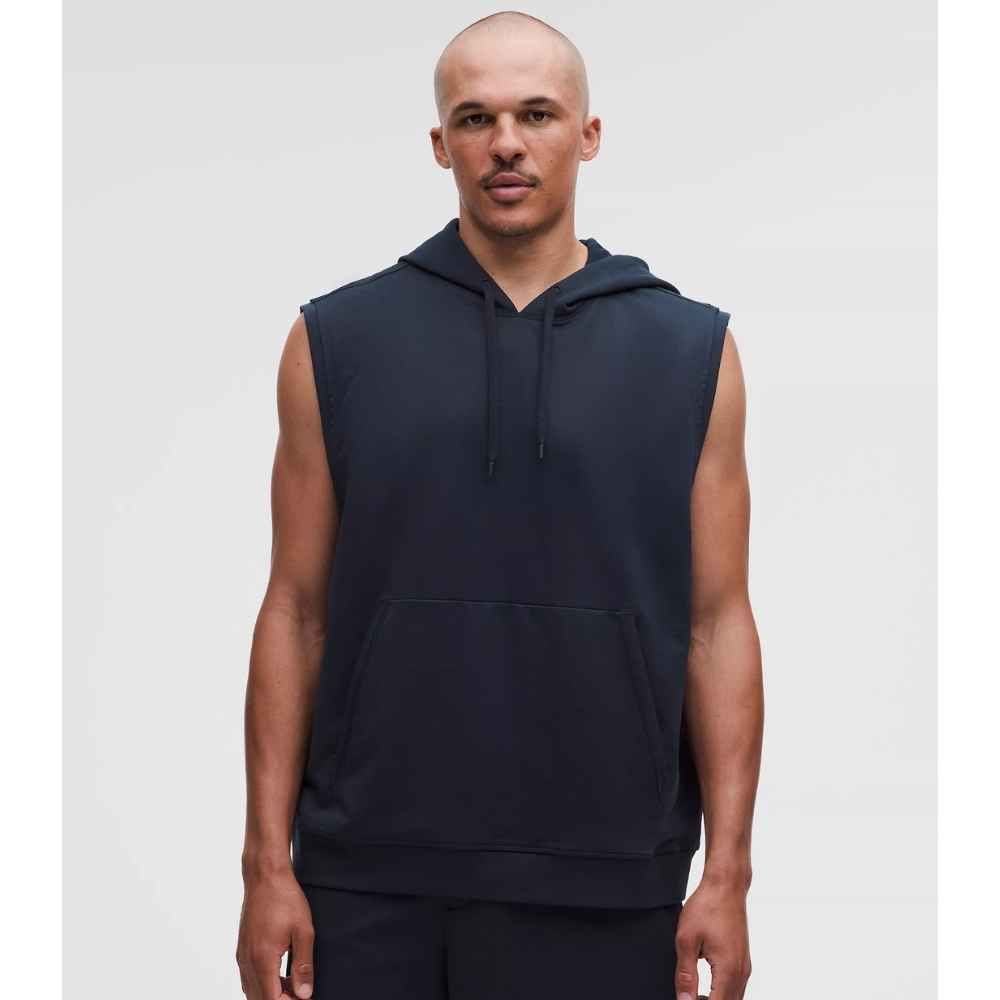 WARM UP SLEEVELESS GYM HOODIE, Color: TRUE NAVY, Size: SMALL, Style: LM3GXWS