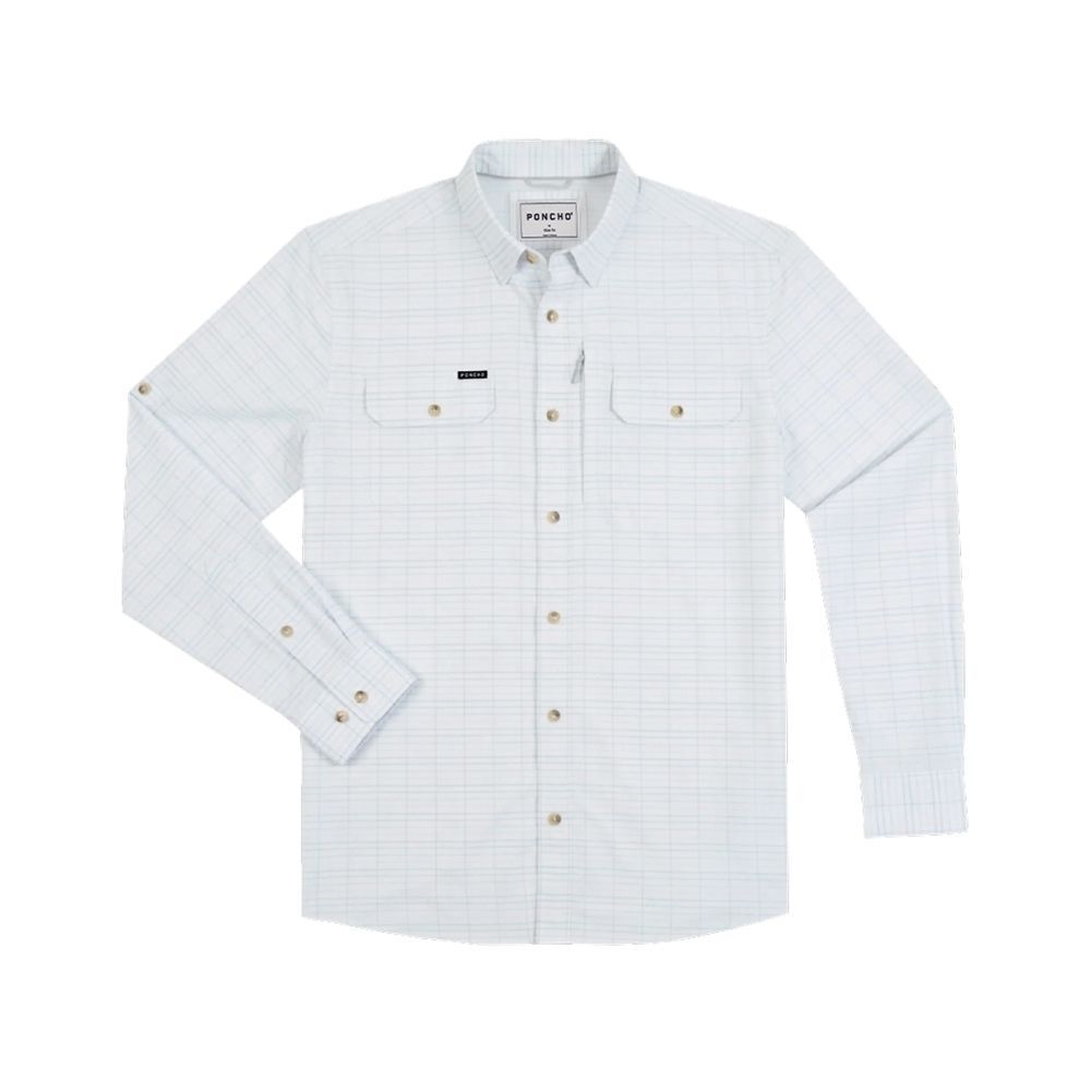 THE SKIFF, Color: CREAM AND BLUE PLAID, Size: LARGE