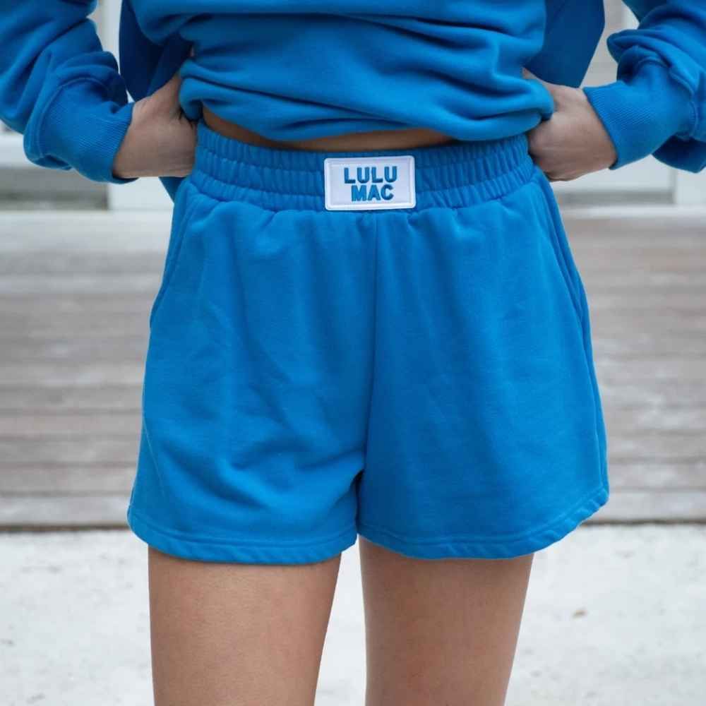 LULU MAC TERRY CLOTH SHORT, Color: BRIGHT BLUE, Size: X SMALL, Style: LM-SH-1001
