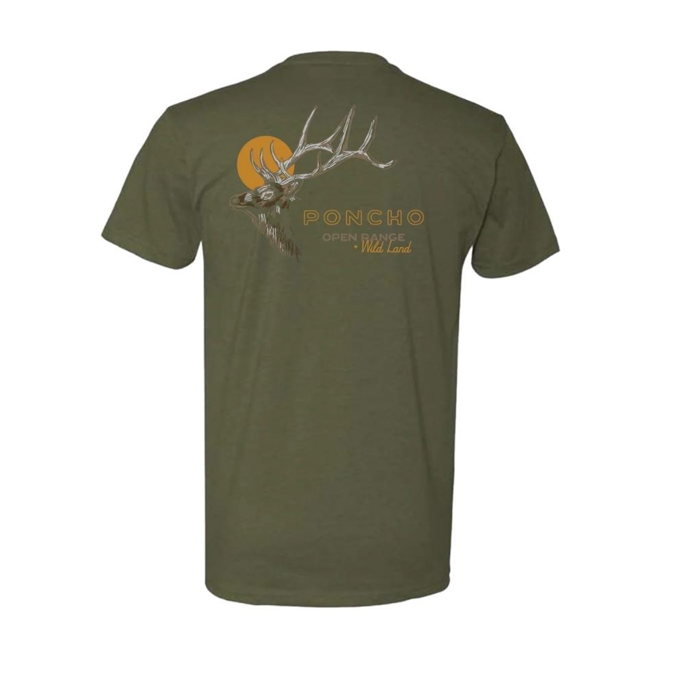 ELK AND MOON T-SHIRT, Color: GREEN ELK AND MOON, Size: SMALL