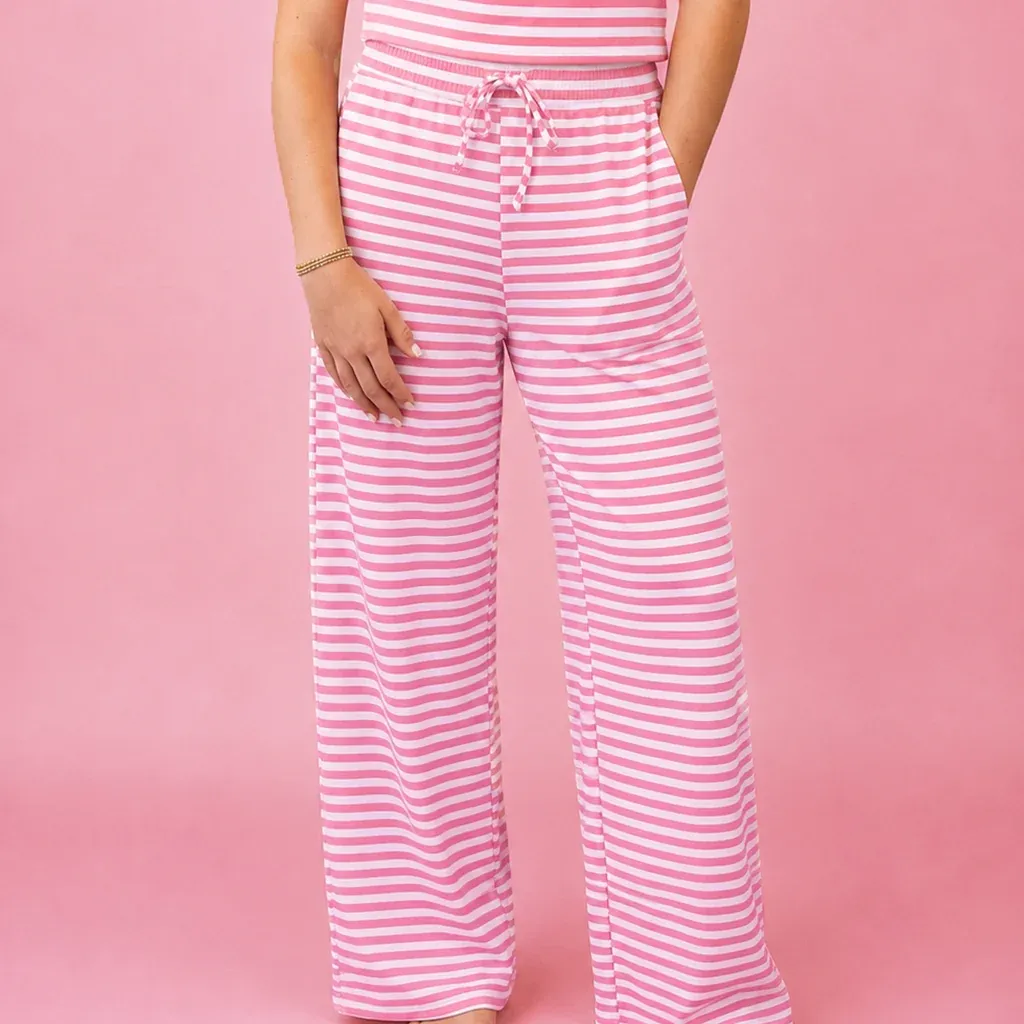 LULU MAC STRIPE MONOCHROME PANT, Color: NEON PINK, Size: SMALL