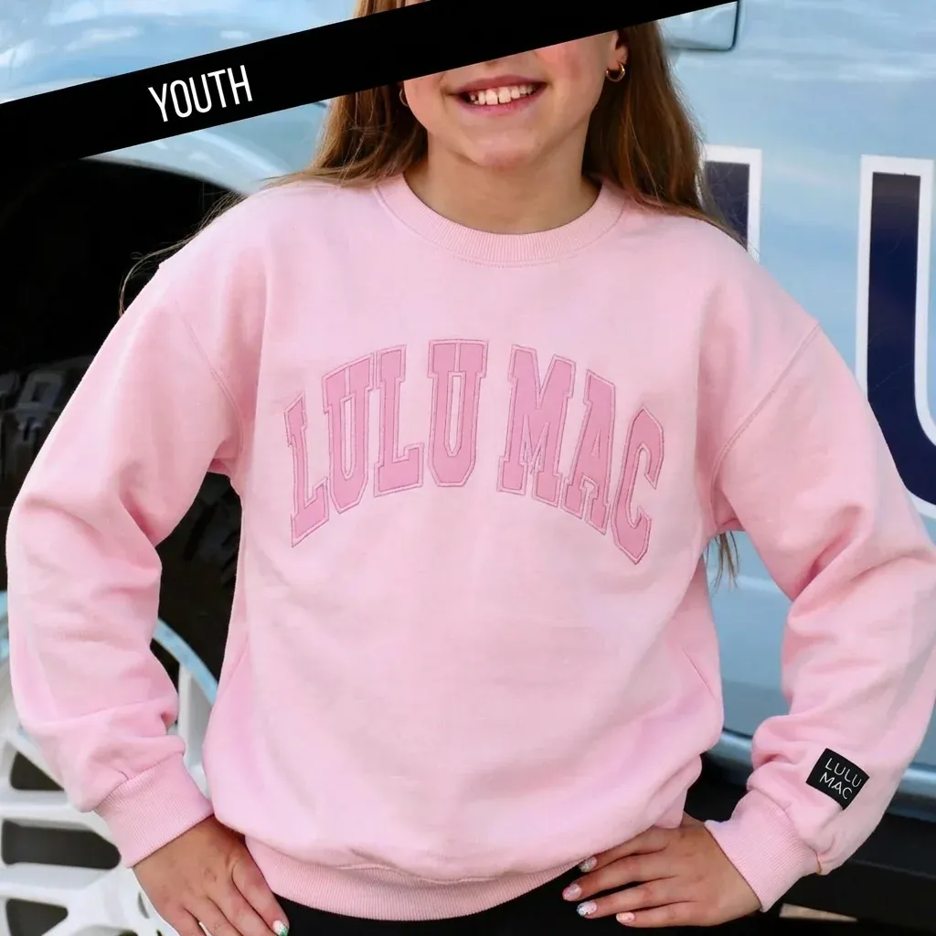 LULU MAC KID MONO SWEATSHIRT, Color: LIGHT PINK, Size: SMALL
