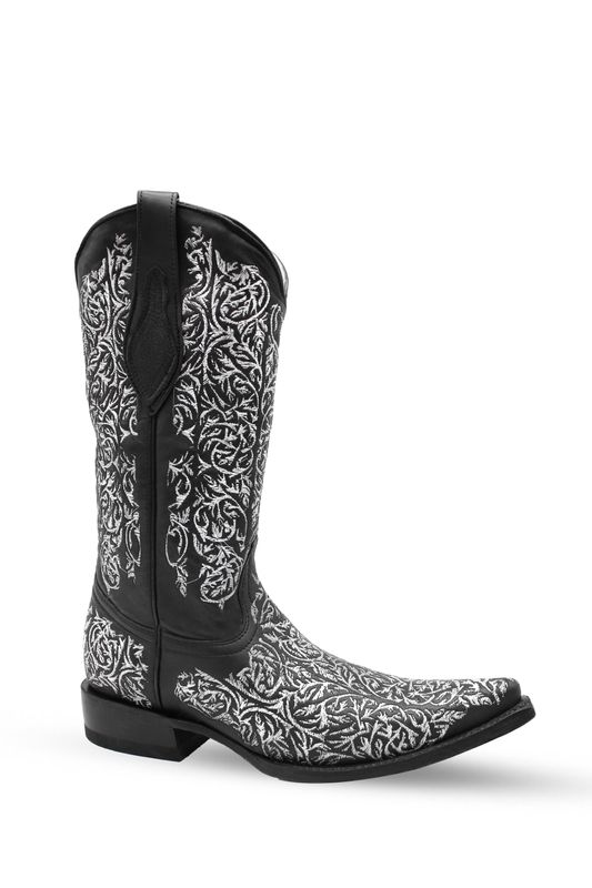 Bota Rameado Plata-Negro