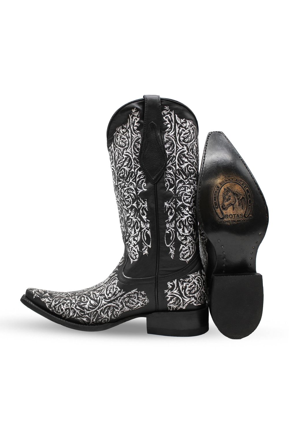 Bota Rameado Plata-Negro
