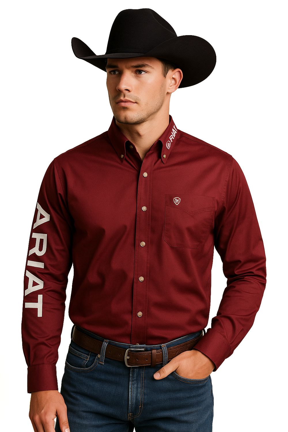 Camisa Ariat Team Logo Twill Tinto Corte Fitted