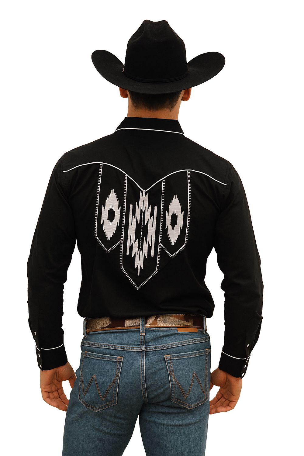 Camisa Ariat retro negra con broche de presión de Chimayo
