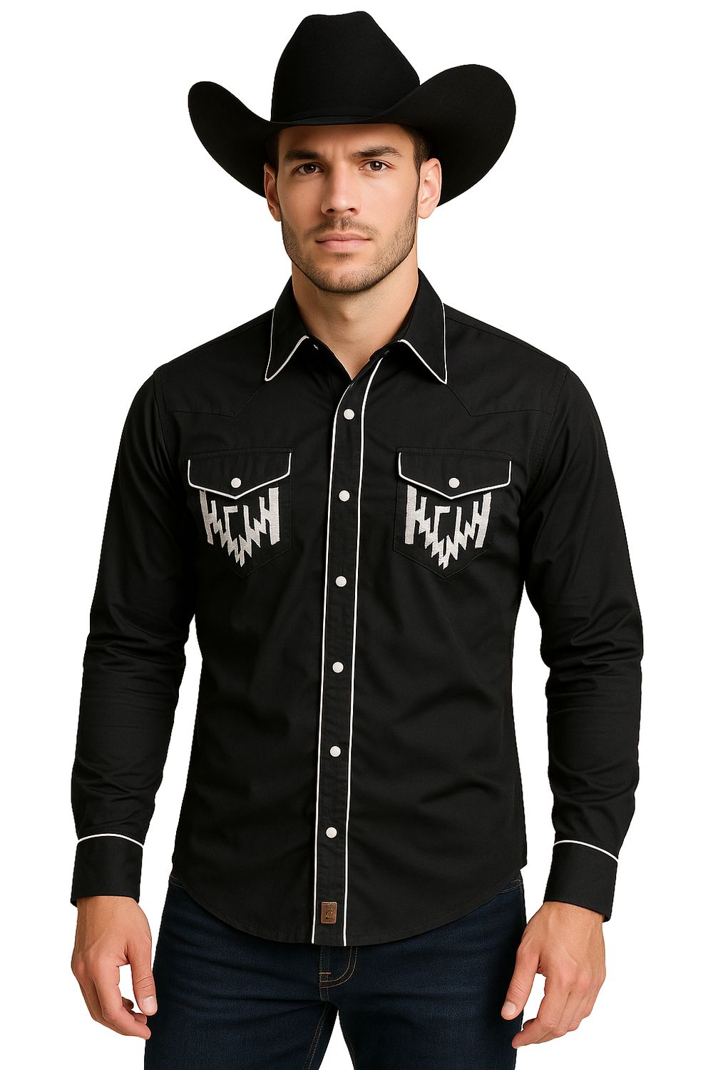 Camisa Ariat retro negra con broche de presión de Chimayo