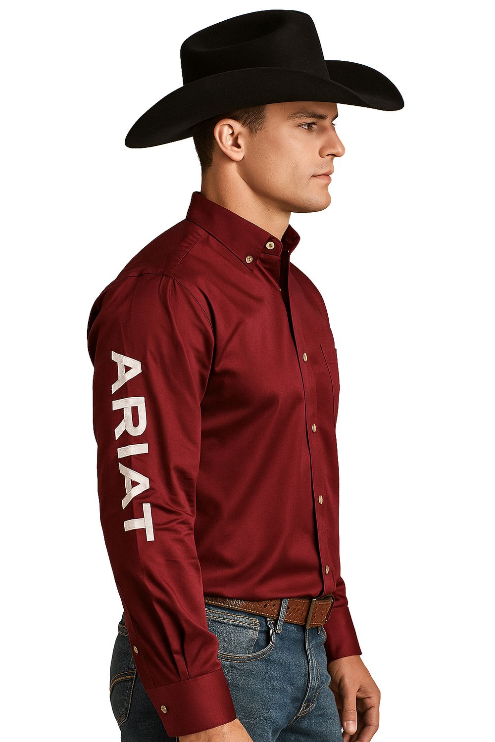 Camisa Ariat Team Logo Twill Tinto Corte Fitted