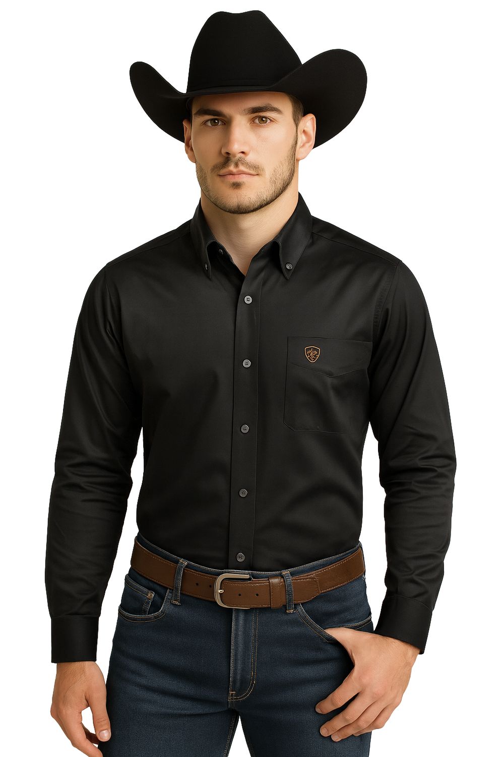 Camisa Ariat Solid Twill Negro