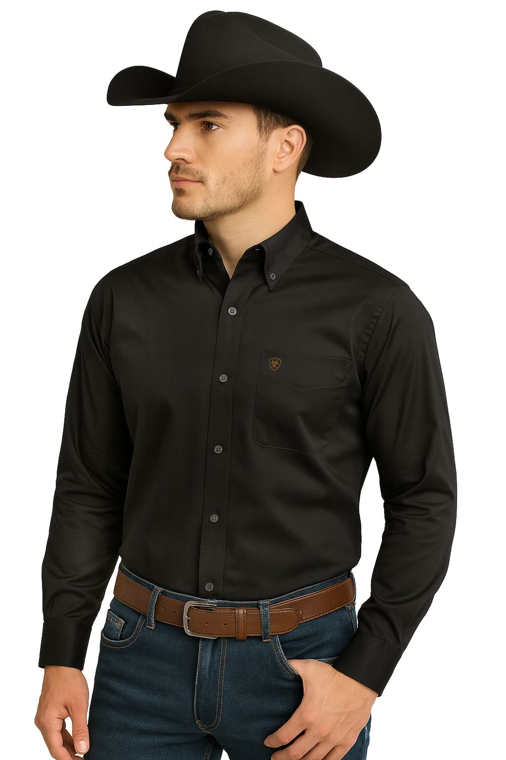 Camisa Ariat Solid Twill Negro