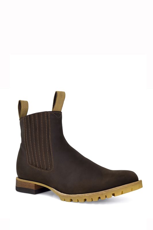 Botín Suela de Tractor Nobuck Choco.