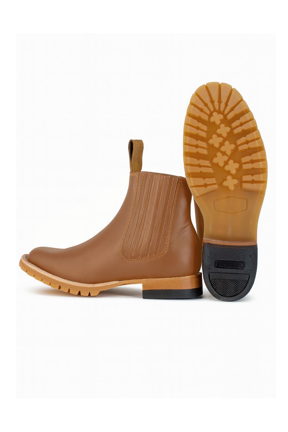 Botín Chato Suela de Tractor Nogal.