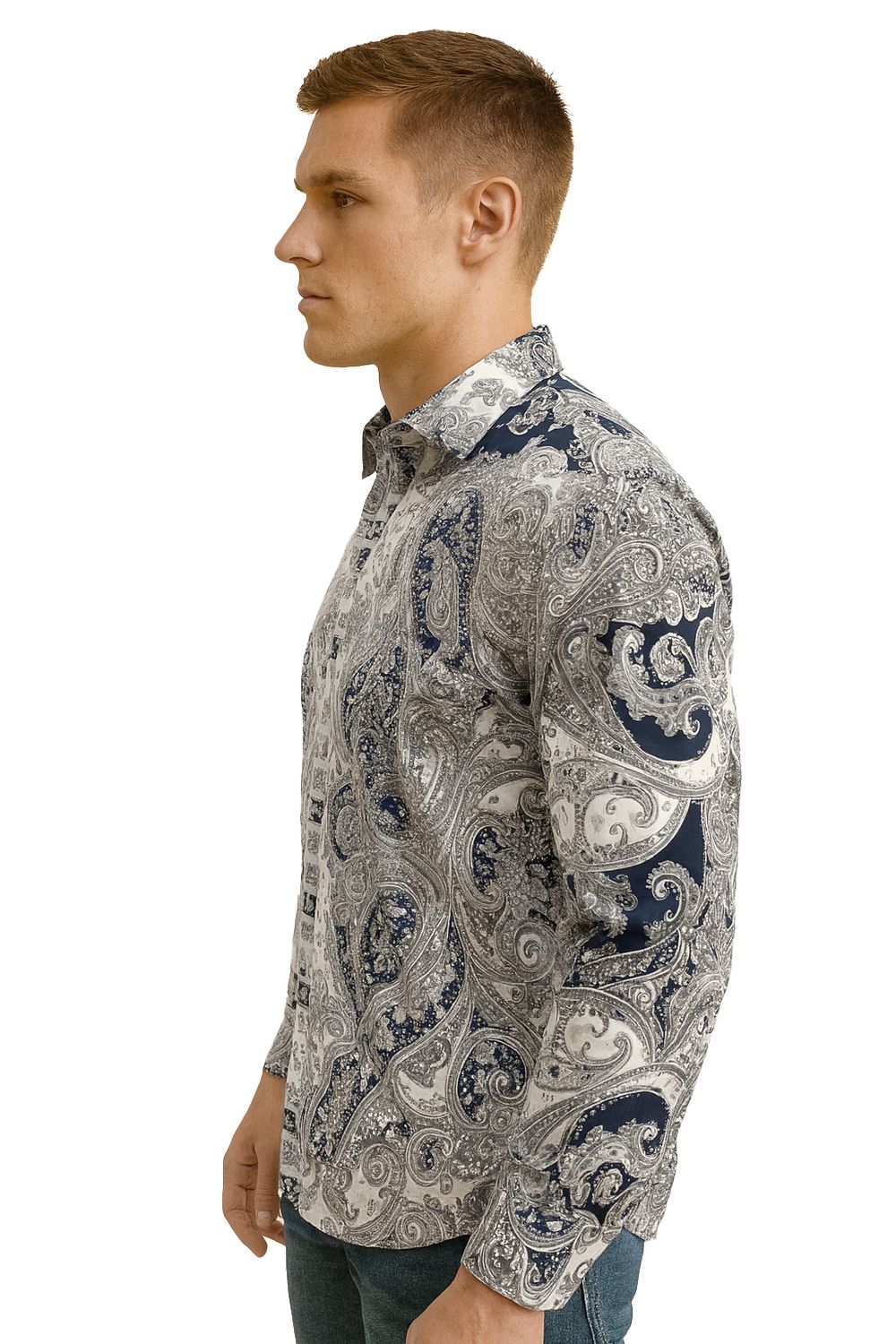 Camisa Barabas manga larga con diamantes de imitación de cachemira