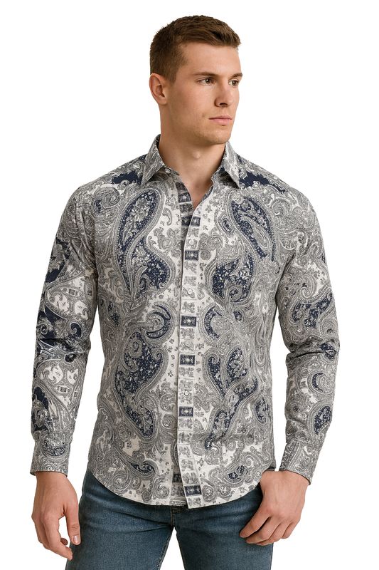 Camisa Barabas manga larga con diamantes de imitación de cachemira