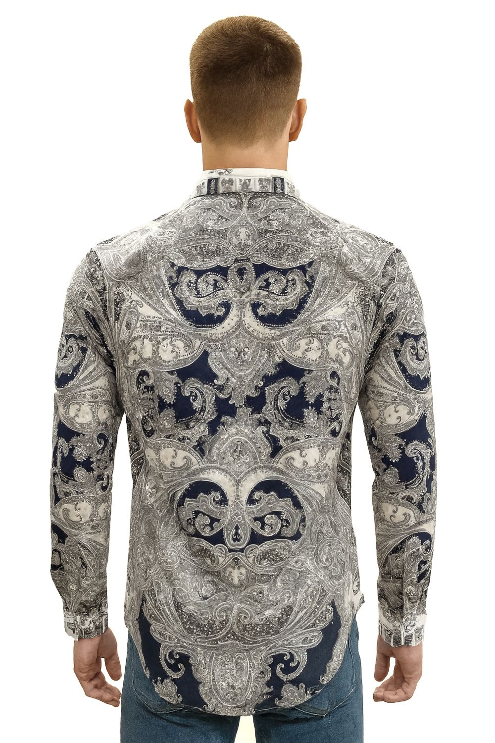 Camisa Barabas manga larga con diamantes de imitación de cachemira