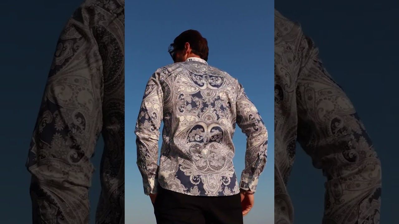 Camisa Barabas manga larga con diamantes de imitación de cachemira