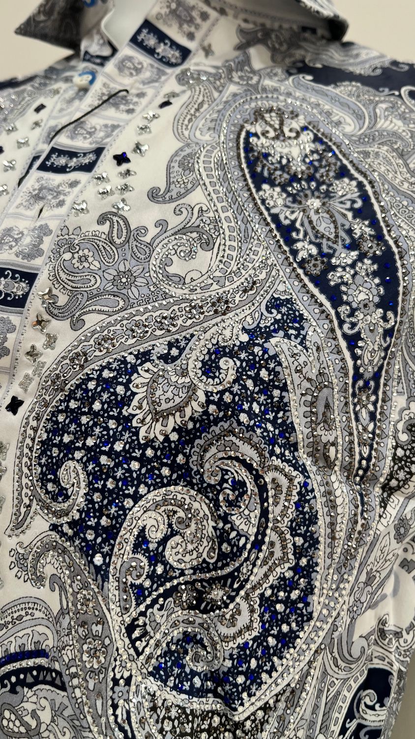 Camisa Barabas manga larga con diamantes de imitación de cachemira