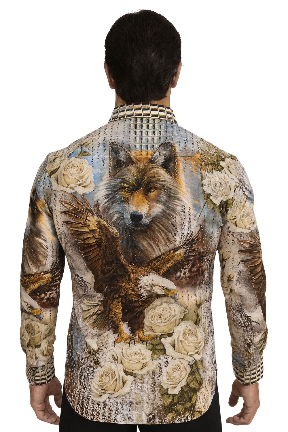 Camisa Barabas manga larga con diamantes de imitación Breezelet