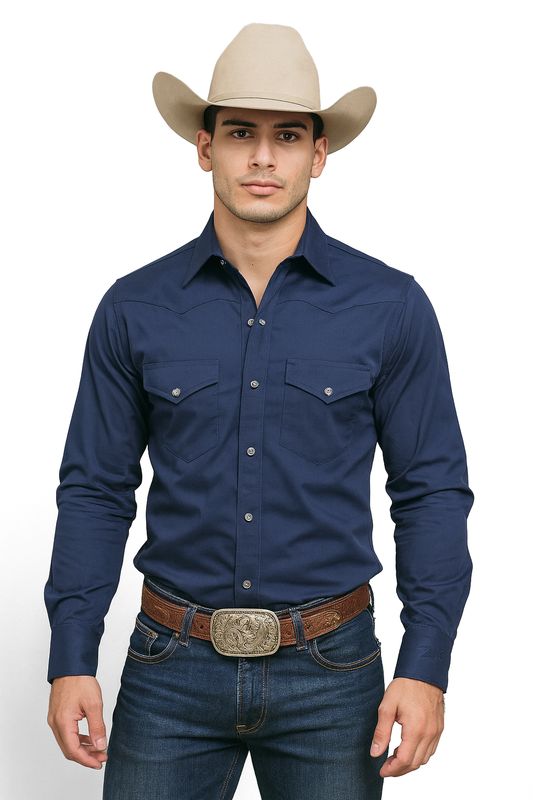 Camisa Rancho Cero Uno Azul Marino