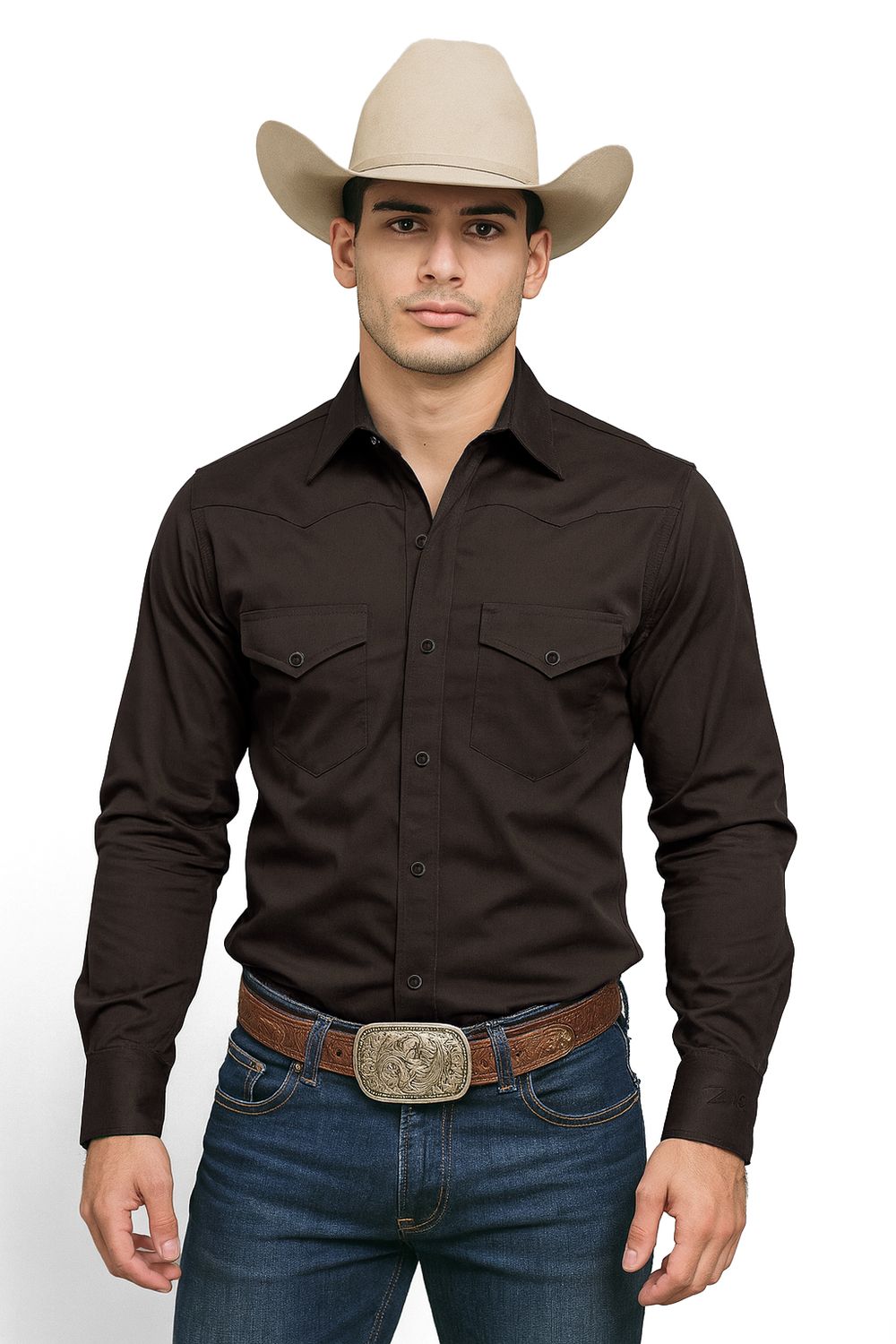 Camisa Rancho Cero Uno Café Obscuro