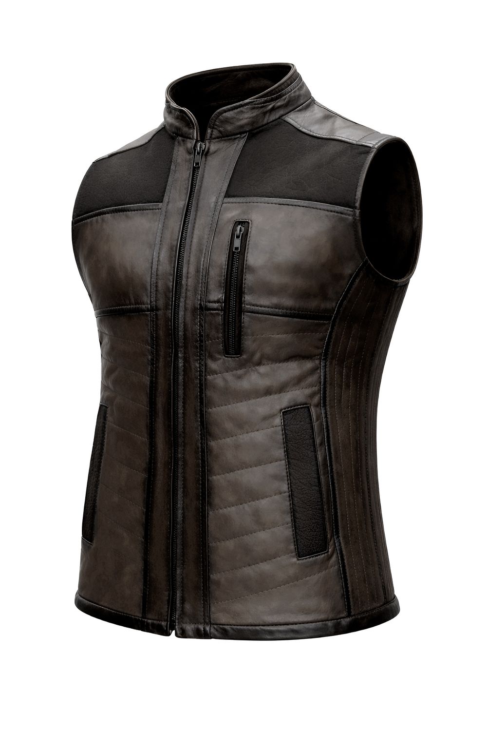 Chaleco de Piel Texas Café Obscuro