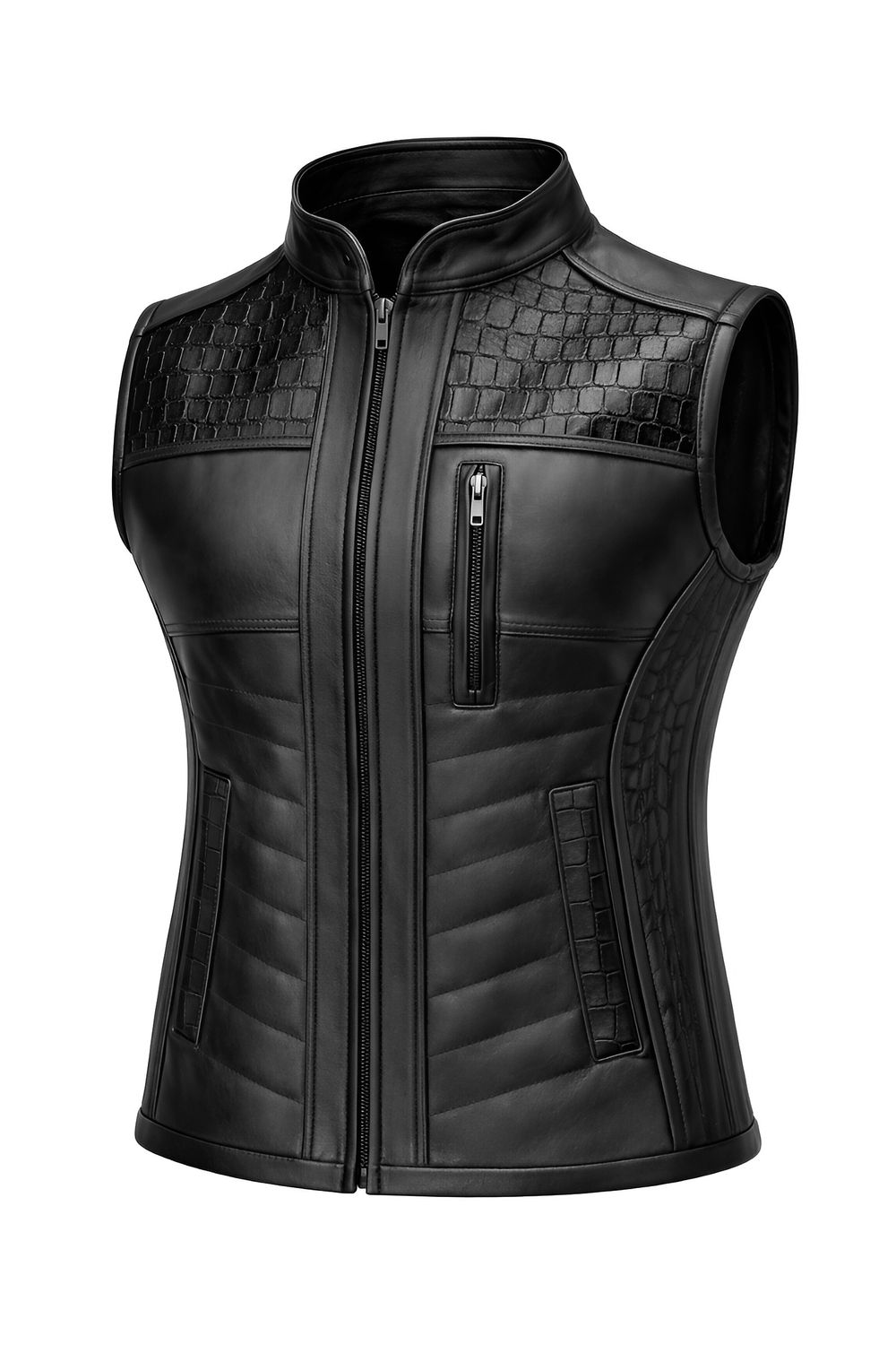 Chaleco de Piel de Cocodrilo Negro