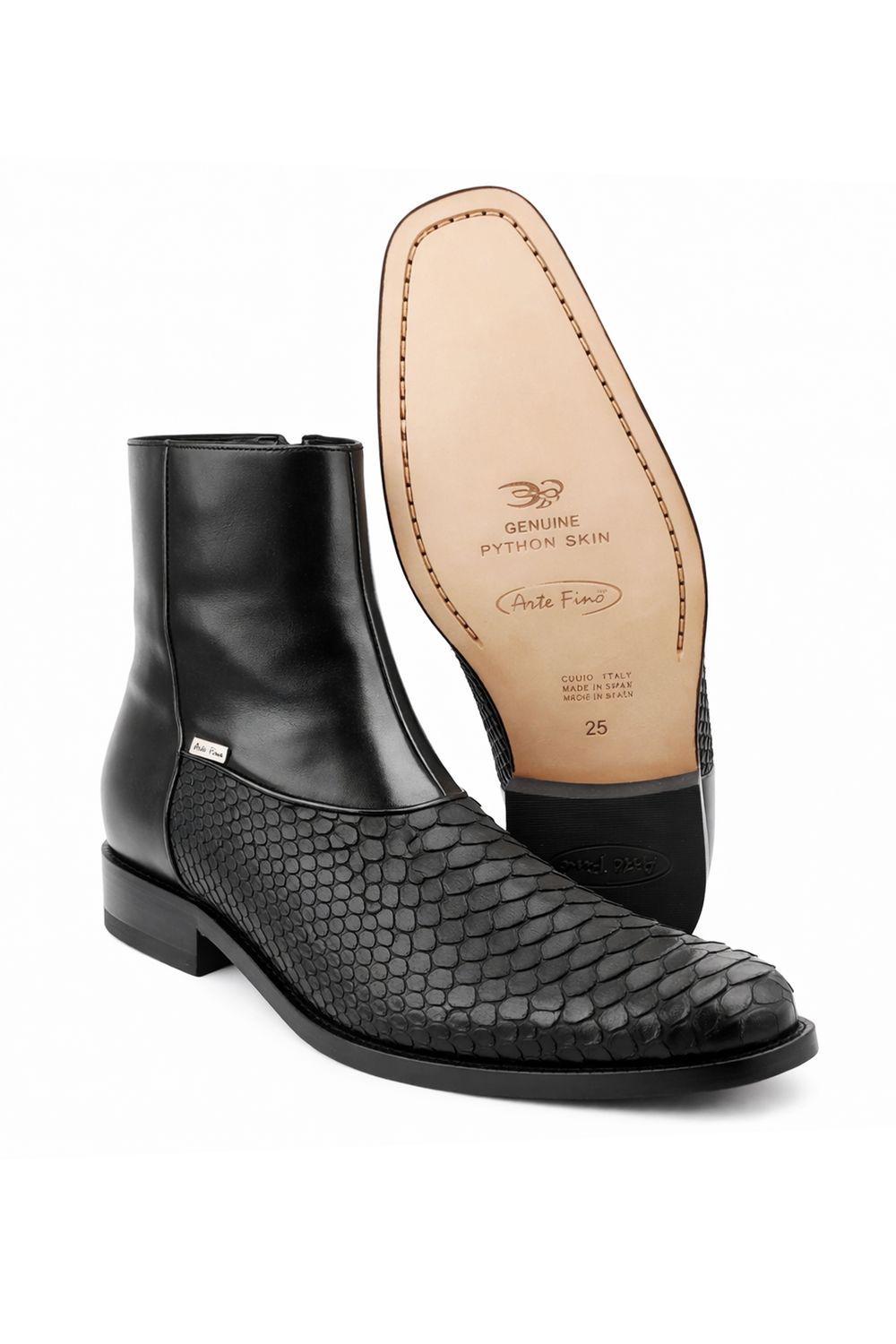 Botín Arte Fino Python Negro