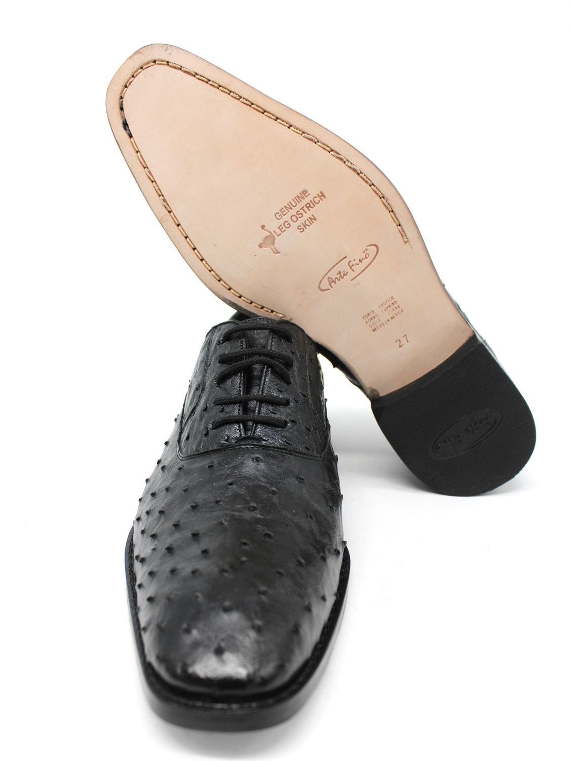 Zapato Arte Fino Avestruz Negro