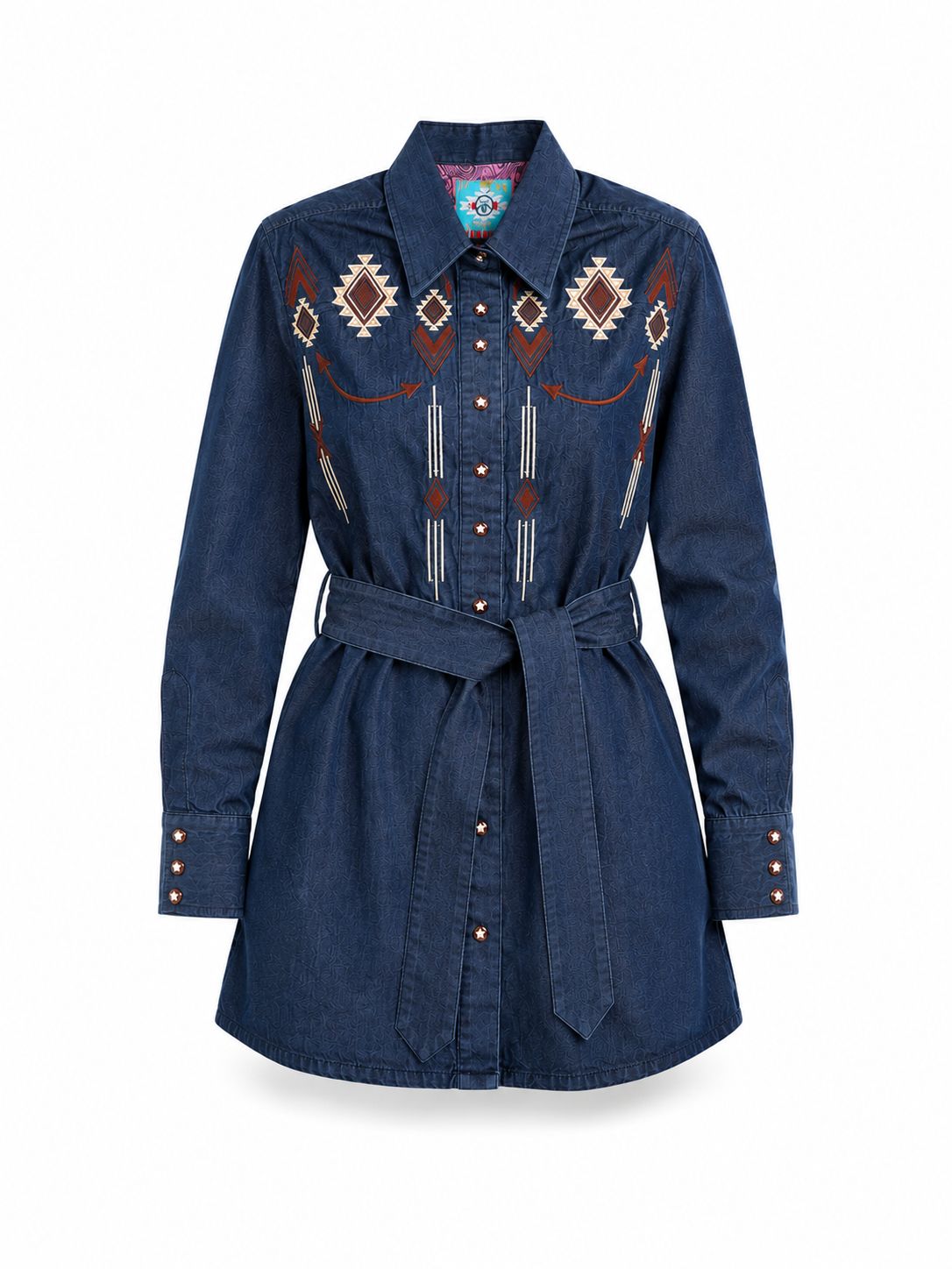 Vestido de Mezclilla Winster con Bordado Cafe