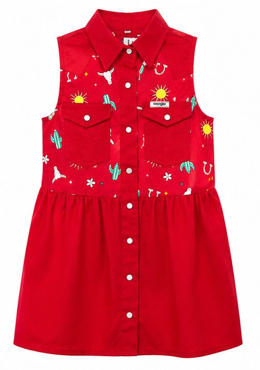 Vestido Niña Wrangler Rojo Estampado
