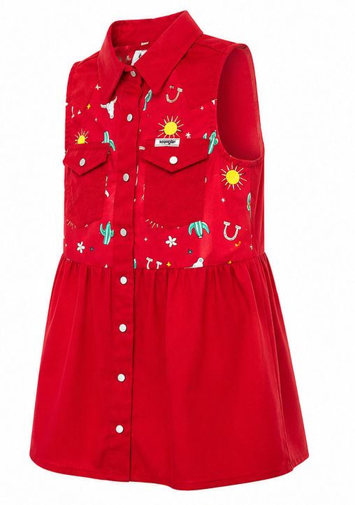 Vestido Niña Wrangler Rojo Estampado