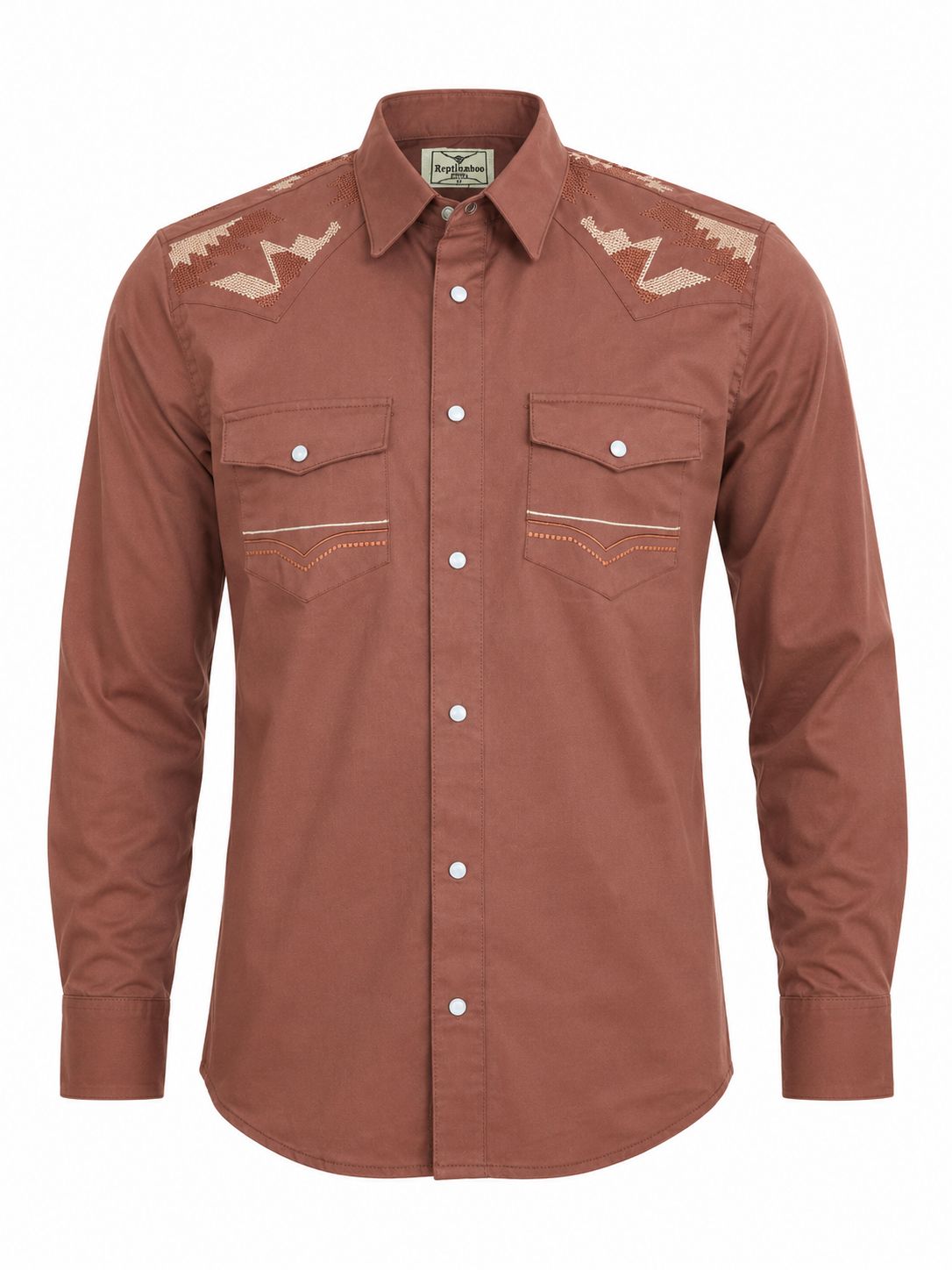 Camisa Replicados Café con Bordados
