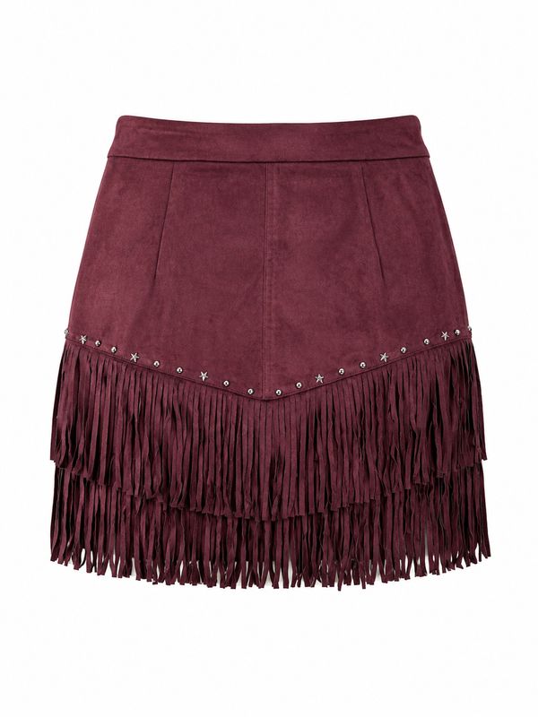 Falda Western para Mujer con Flecos – Estilo Vaquero Cowgirl